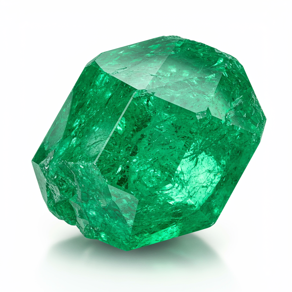 Emerald crystal - detailed view showing color and natural formation