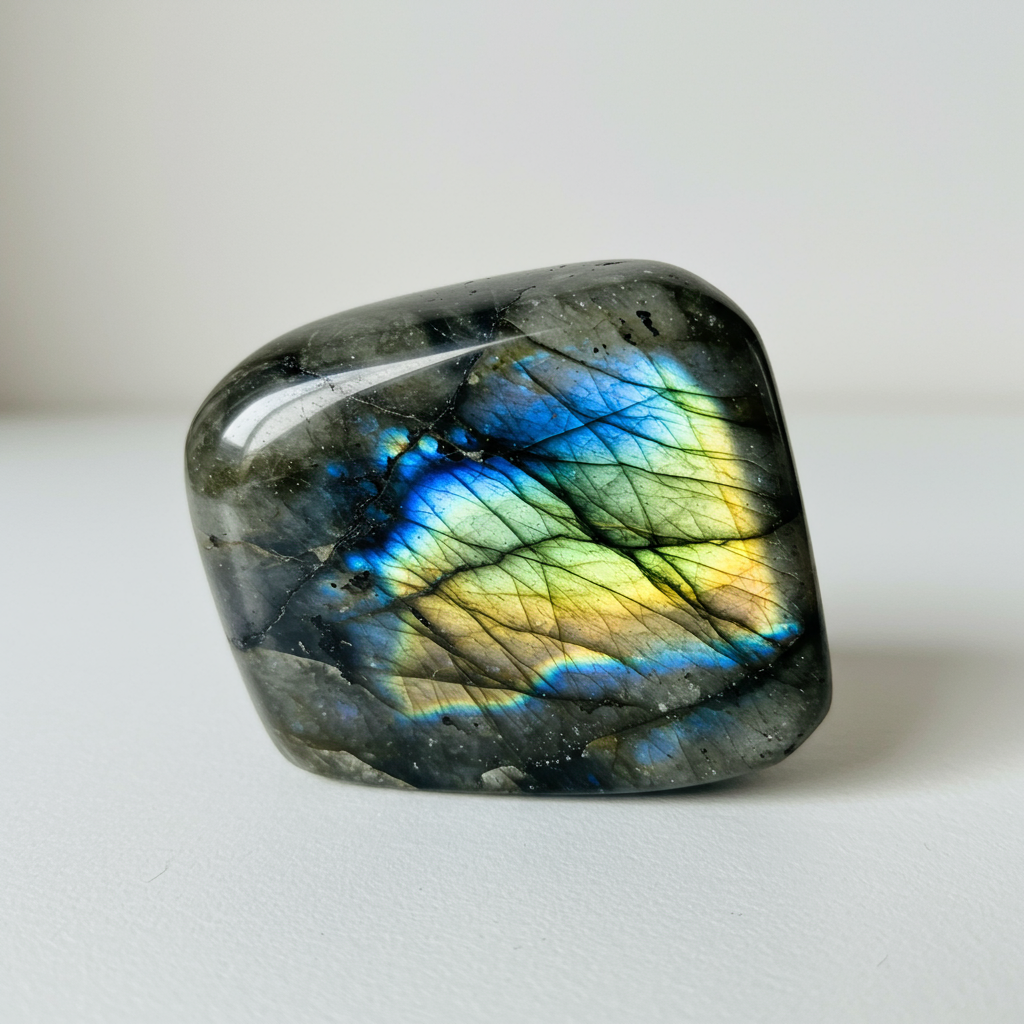 Labradorite crystal - detailed view showing color and natural formation