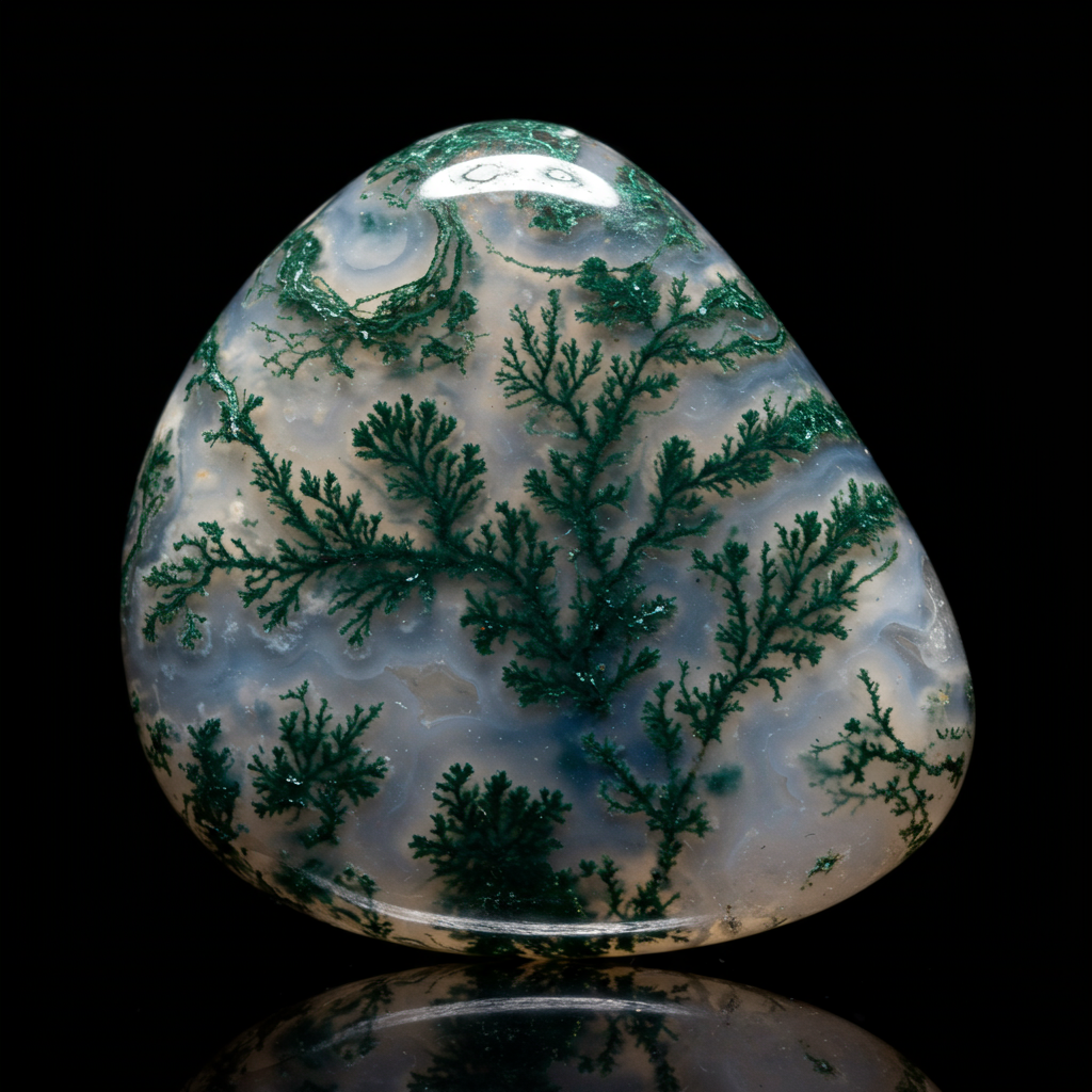 Moss Agate crystal - detailed view showing color and natural formation
