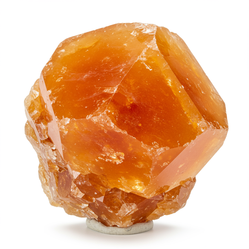 Orange Calcite crystal - detailed view showing color and natural formation