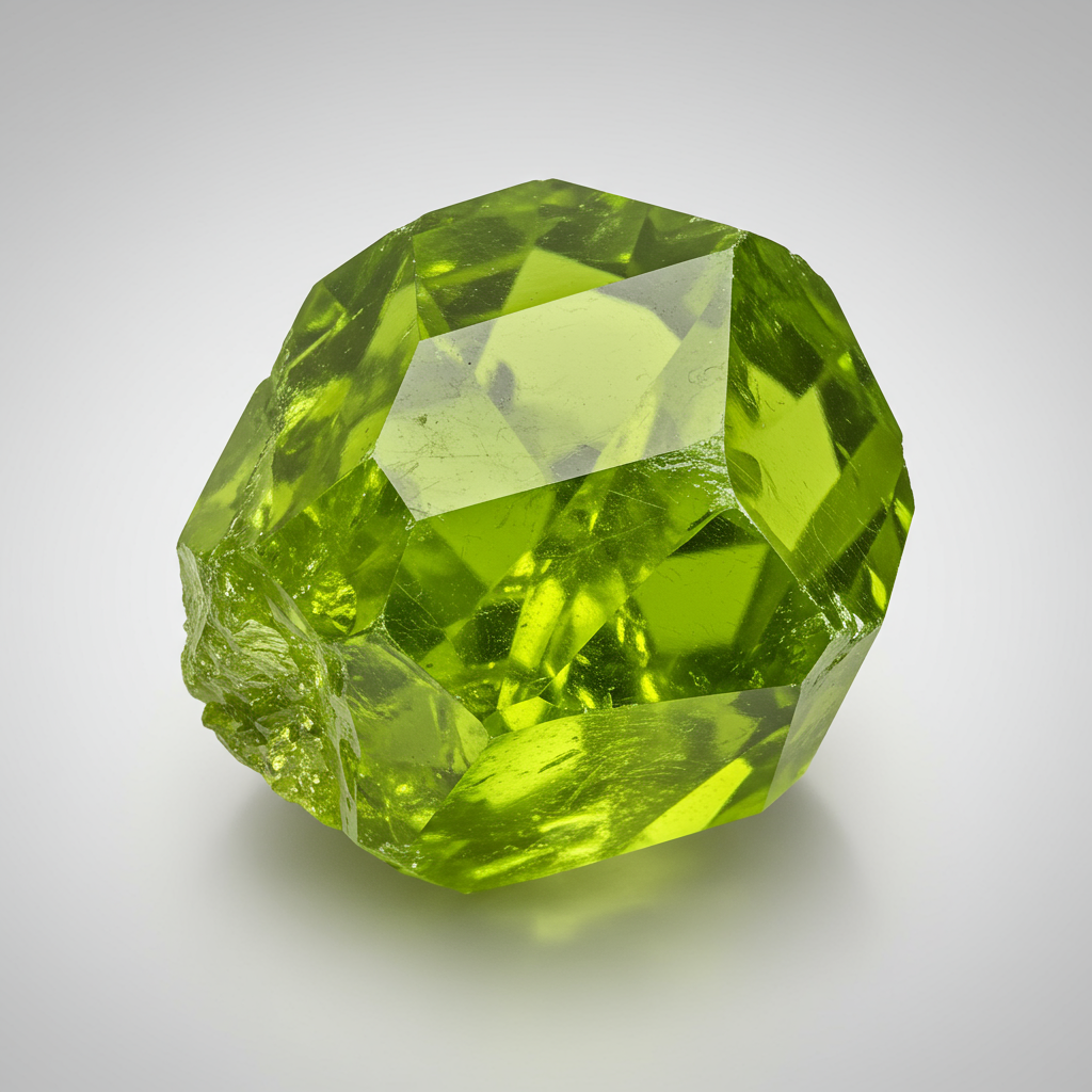 Peridot crystal - detailed view showing color and natural formation