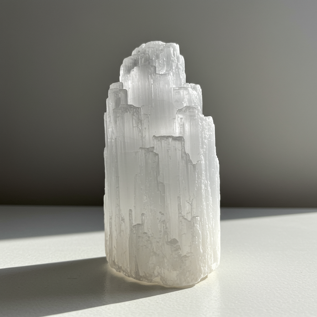 Selenite crystal - detailed view showing color and natural formation